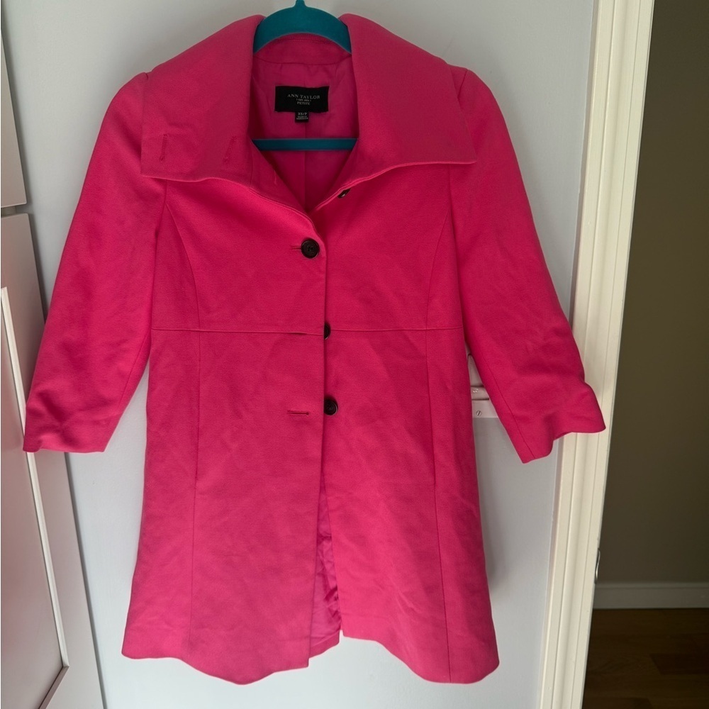 Anne Taylor Topper Jacket Pink Hibiscus Petite XS